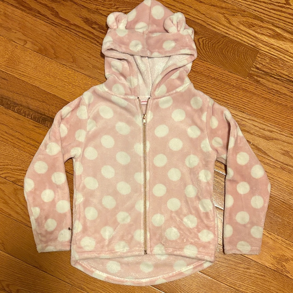Girls Penelope Mack Pink and White Polka Dot coat